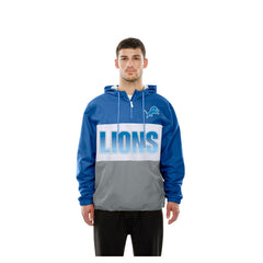 Detroit Lions New Era Ripstop Quarter-Zip Hooded Windbreaker Blue | NFL