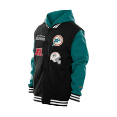 Miami Dolphins New Era Full-Snap Fleece Hoodie Jacket Black | NFL