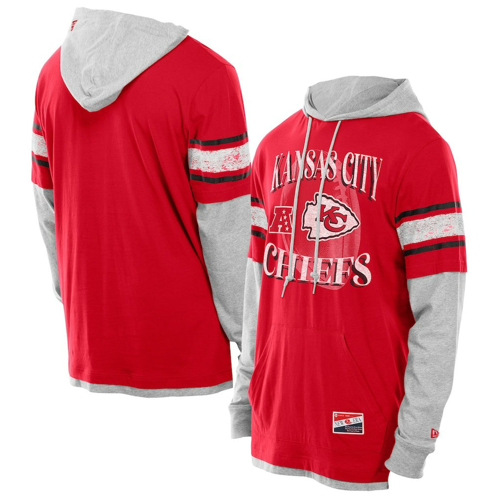 Kansas City Chiefs New Era Twofer Layered Long Sleeve Hoodie T-Shirt Red | NFL