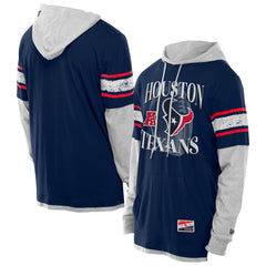 Houston Texans New Era Twofer Layered Long Sleeve Hoodie T-Shirt Navy | NFL