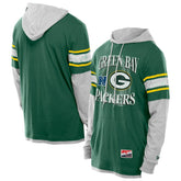 Green Bay Packers New Era Twofer Layered Long Sleeve Hoodie T-Shirt Green | NFL