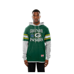 Green Bay Packers New Era Twofer Layered Long Sleeve Hoodie T-Shirt Green | NFL