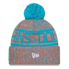 Miami Dolphins New Era 2025 Sideline Cold Weather Cuffed Knit Hat with Pom Orange | NFL