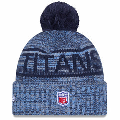 Tennessee Titans New Era 2025 Sideline Cold Weather Cuffed Knit Hat with Pom Light Blue | NFL