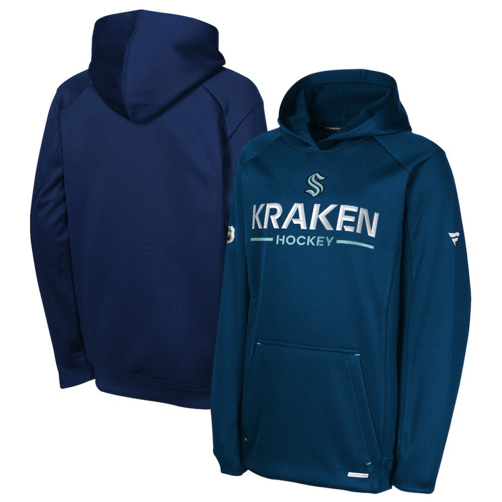 Seattle Kraken Fanatics Youth Authentic Pro Rink Raglan Hoodie - Deep Sea Blue - NHL