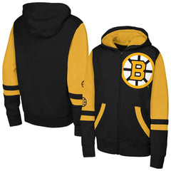 Boston Bruins Outerstuff Youth Face Off Full-Zip Hoodie - Black - NHL
