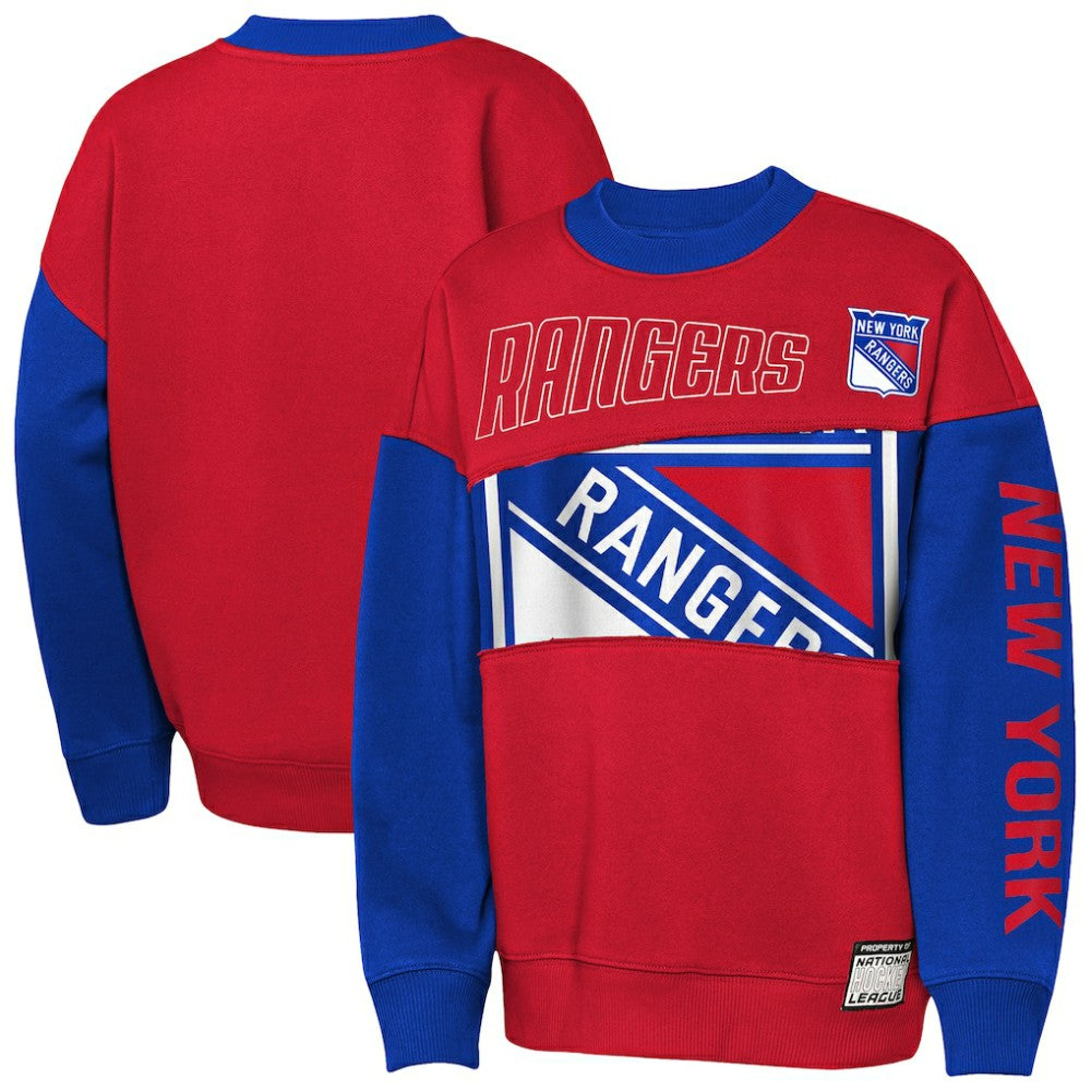 New York Rangers Outerstuff Youth Impact Player Sweatshirt - Red/Blue - NHL