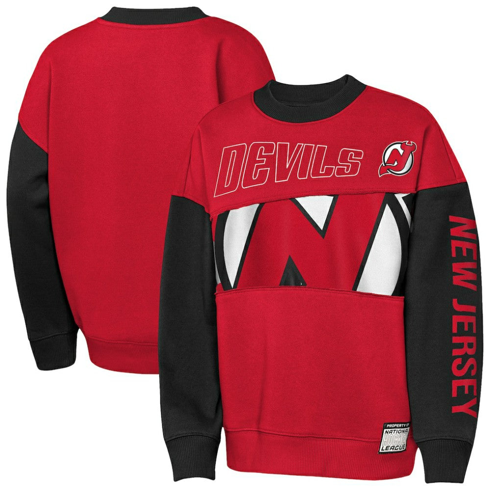 New Jersey Devils Outerstuff Youth Impact Player Sweatshirt - Red/Black - NHL