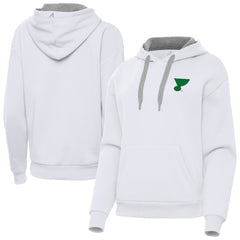 St. Louis Blues Antigua Women's St. Patrick's Day Victory Pullover Hoodie - White - NHL