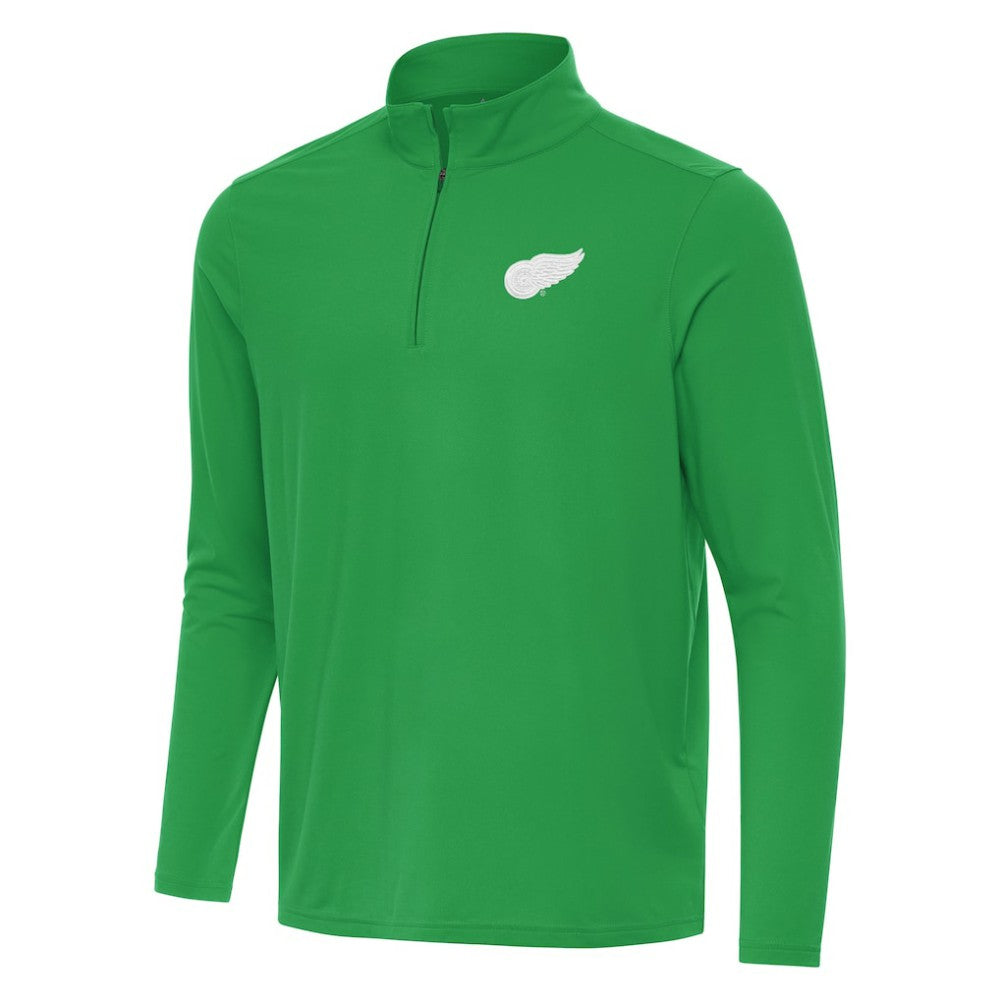 Detroit Red Wings Antigua St. Patrick Intent Quarter-Zip Pullover Top - Kelly Green - NHL