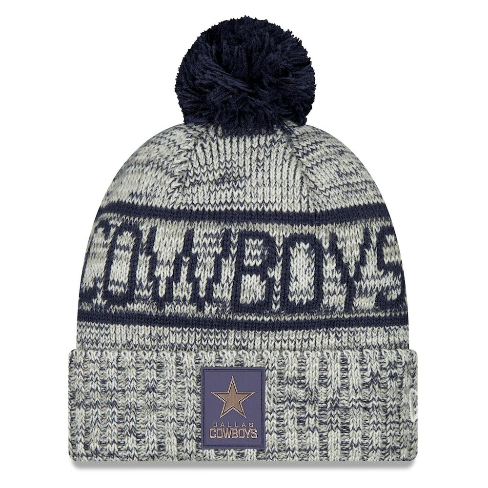 Dallas Cowboys New Era 2025 Sideline Cold Weather Cuffed Knit Hat with Pom Gray | NFL