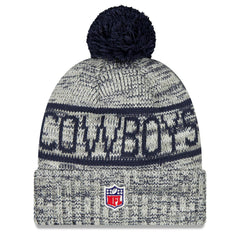Dallas Cowboys New Era 2025 Sideline Cold Weather Cuffed Knit Hat with Pom Gray | NFL