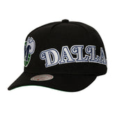 Dallas Mavericks Busted Logo Wordmark Wrap Around Pro Pinch Adjustable Hat Black - NBA