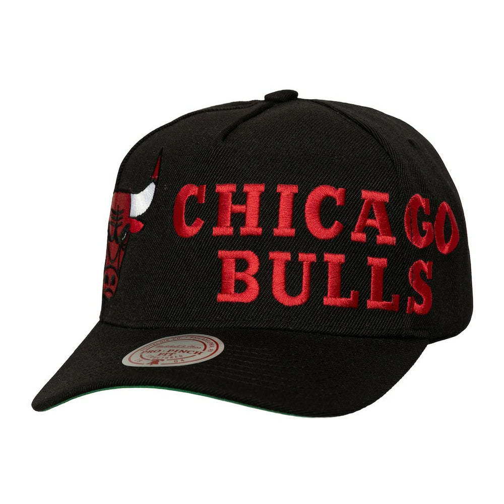Chicago Bulls Busted Logo Wordmark Wrap-Around Pro Pinch Adjustable Hat Black - NBA