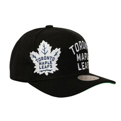 Toronto Maple Leafs Mitchell & Ness Busted Logo Wordmark Wrap-Around Pro Pinch Adjustable Hat - Black - NHL