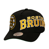 Boston Bruins Mitchell & Ness Busted Logo Wordmark Wrap-Around Pro Pinch Adjustable Hat - Black - NHL