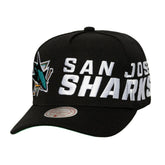 San Jose Sharks Mitchell & Ness Busted Logo Wordmark Wrap-Around Pro Pinch Adjustable Hat - Black - NHL