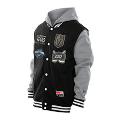 Vegas Golden Knights New Era Full-Snap Fleece Hoodie Jacket - Black/Grey - NHL