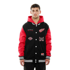 Detroit Red Wings New Era Full-Snap Fleece Hoodie Jacket - Black/Red - NHL