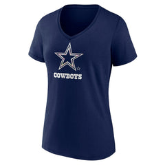 Dallas Cowboys Women's Floral Number 1 Mom V-Neck T-Shirt Navy | NFL