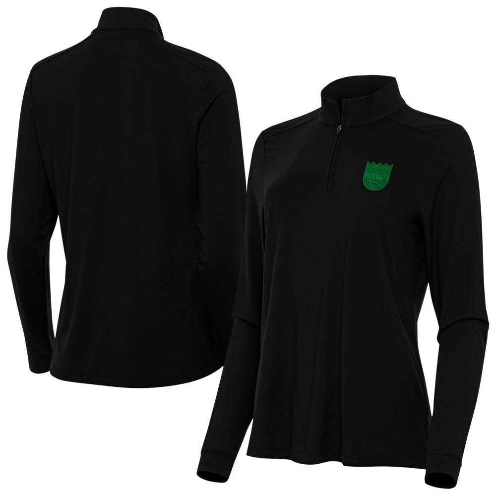 Sacramento Kings Antigua Women's St. Patrick's Day Intent Quarter-Zip Top Black - NBA
