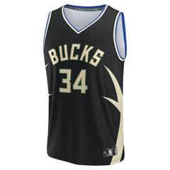 Giannis Antetokounmpo Milwaukee Bucks Fast Break Replica Player Jersey Statement Edition Black - NBA