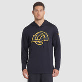 Los Angeles Rams 2025 Rivalries Collection Sideline Dri-FIT Long Sleeve Hoodie T-Shirt Midnight Blue | Nike for Sale