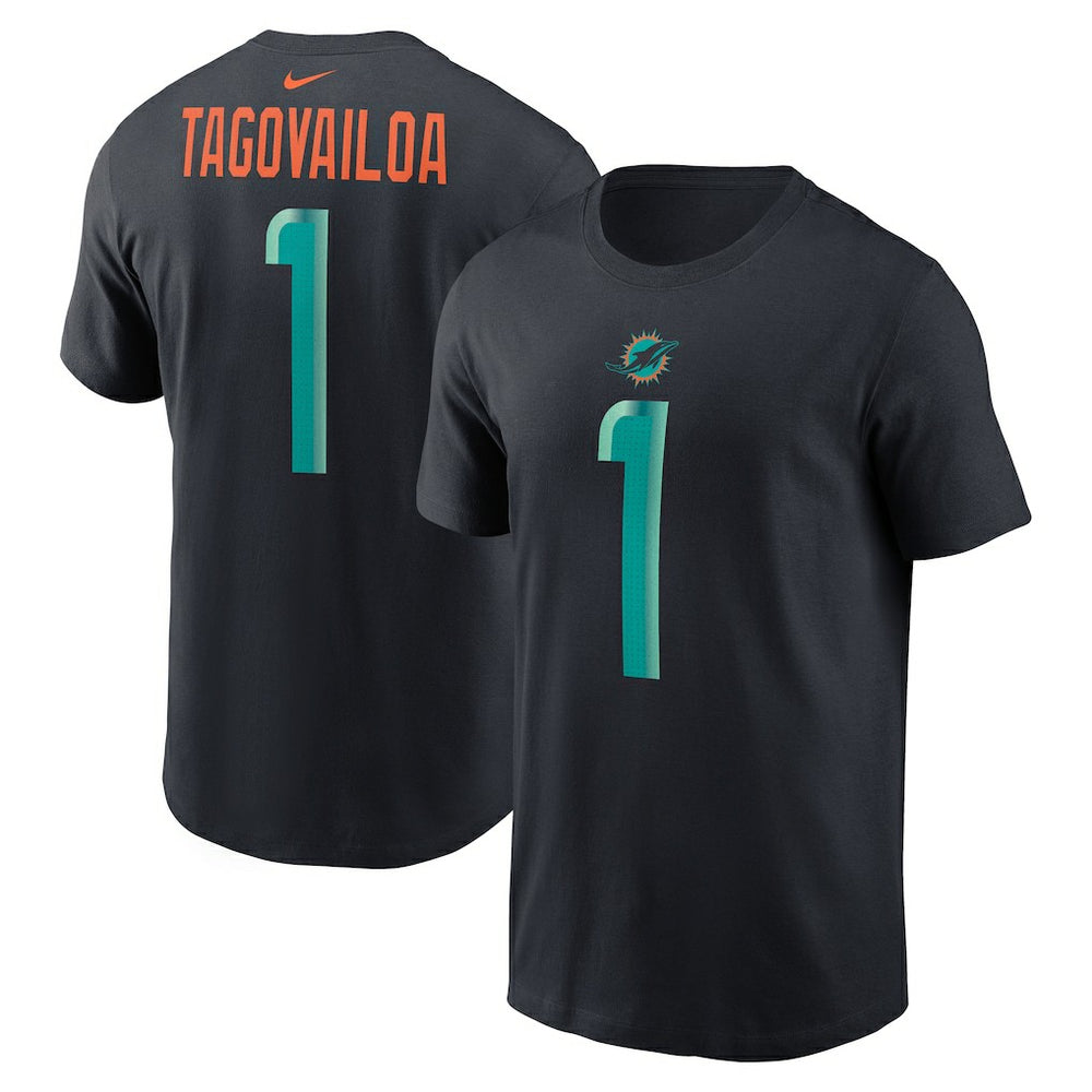Tua Tagovailoa Miami Dolphins 2025 Rivalries Collection Player Name & Number T-Shirt Pitch Blue | Nike for Sale