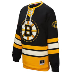 Boston Bruins Mitchell & Ness Women's Heritage Lace-Up Pullover Sweatshirt - Black - NHL