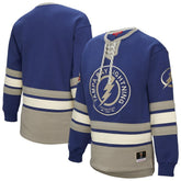 Tampa Bay Lightning Mitchell & Ness Women's Heritage Lace-Up Pullover Sweatshirt - Blue - NHL