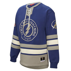 Tampa Bay Lightning Mitchell & Ness Women's Heritage Lace-Up Pullover Sweatshirt - Blue - NHL