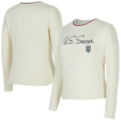 USWNT Concepts Sport Women's Kaki Hacci Knit Pullover Sweatshirt Cream - FIFA World CUP