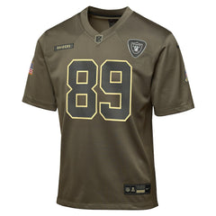 Brock Bowers Las Vegas Raiders Youth 2025 Salute to Service Game Jersey Olive | Nike for Sale
