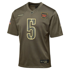 Jayden Daniels Washington Commanders Youth 2025 Salute to Service Game Jersey Olive | Nike for Sale