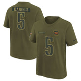 Jayden Daniels Washington Commanders Youth 2025 Salute to Service Name & Number T-Shirt Olive | Nike for Sale
