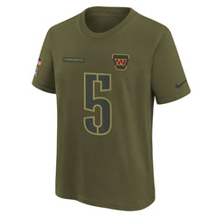 Jayden Daniels Washington Commanders Youth 2025 Salute to Service Name & Number T-Shirt Olive | Nike for Sale