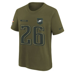 Saquon Barkley Philadelphia Eagles Youth 2025 Salute to Service Name & Number T-Shirt Olive | Nike for Sale