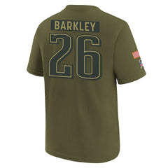 Saquon Barkley Philadelphia Eagles Youth 2025 Salute to Service Name & Number T-Shirt Olive | Nike for Sale