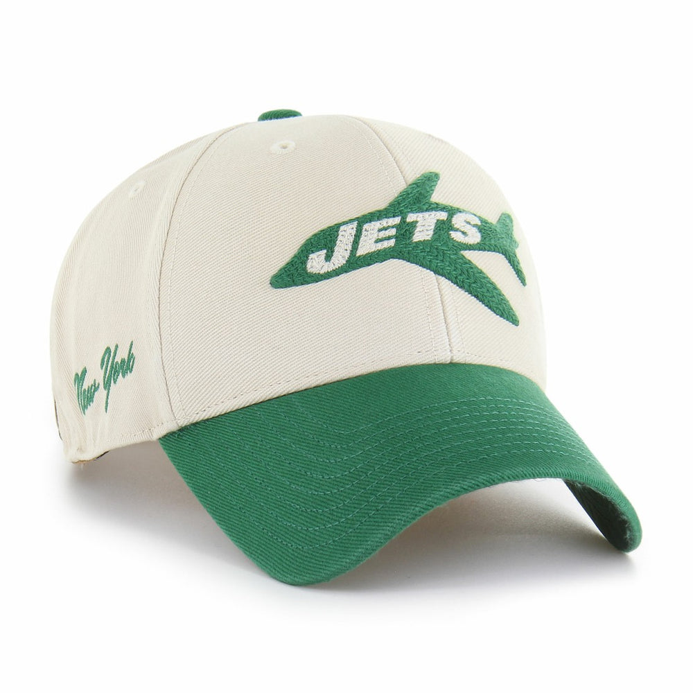 New York Jets '47 Fairfield MVP Throwback Adjustable Hat Cream/Kelly Green | 47 brand