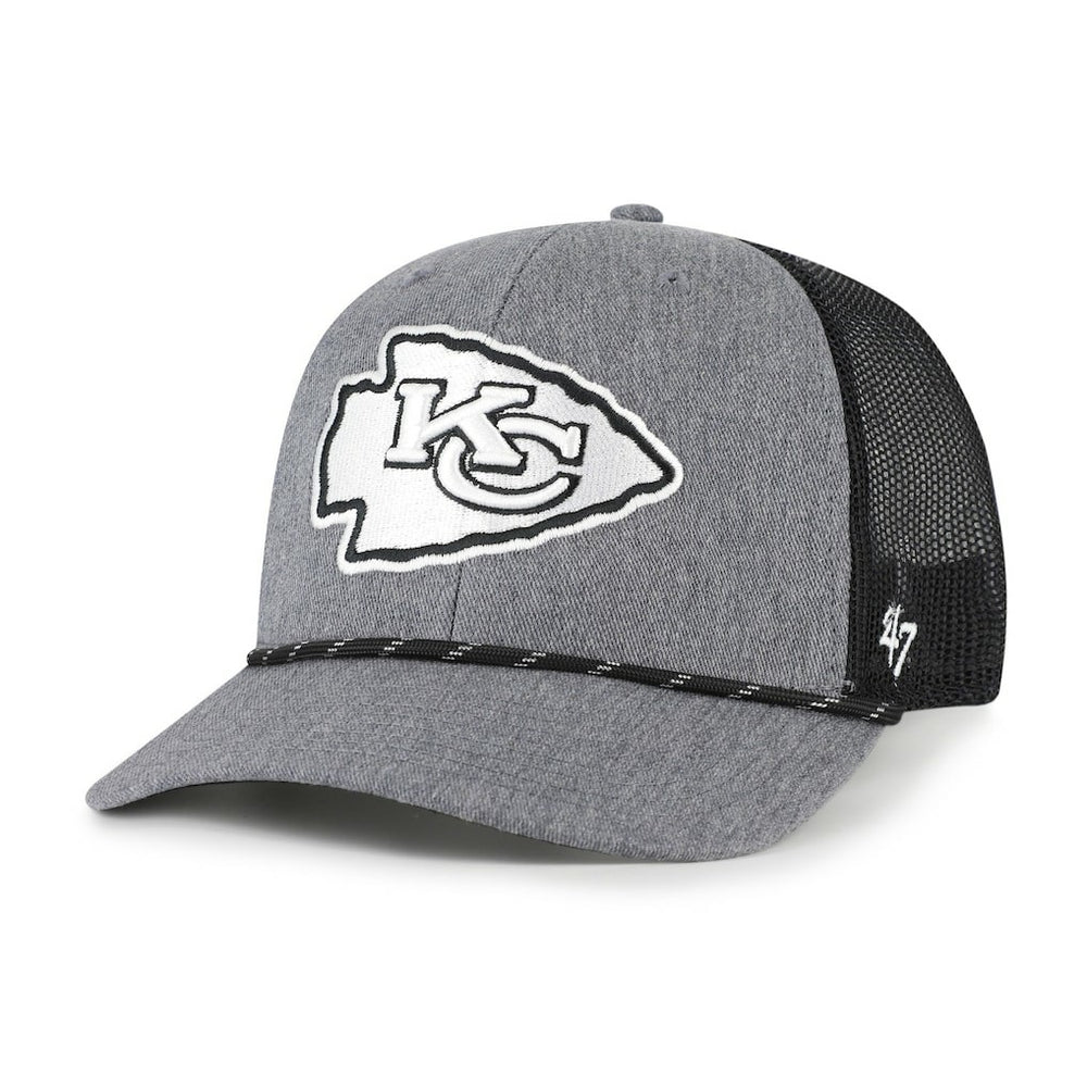 Kansas City Chiefs '47 Carbon Rope Trucker Adjustable Hat Heather Charcoal | 47 brand