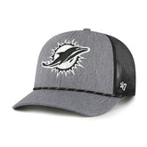Miami Dolphins '47 Carbon Rope Trucker Adjustable Hat Heather Charcoal | 47 brand