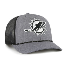 Miami Dolphins '47 Carbon Rope Trucker Adjustable Hat Heather Charcoal | 47 brand