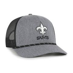 New Orleans Saints '47 Carbon Rope Trucker Adjustable Hat Heather Charcoal | 47 brand