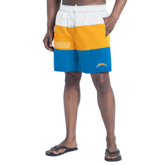 Los Angeles Chargers G-III Sports by Carl Banks Sunrise Volley Swim Shorts Powder Blue/Gold | NFL