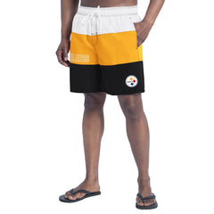 Pittsburgh Steelers G-III Sports by Carl Banks Sunrise Volley Swim Shorts Black/Gold | NFL
