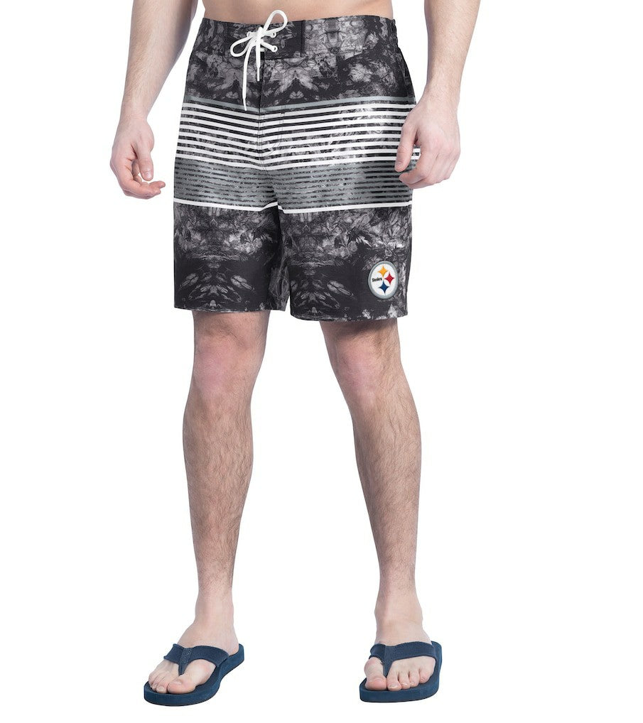 Pittsburgh Steelers G-III Sports by Carl Banks Horizon Volley Swim Shorts Black/Gray | NFL