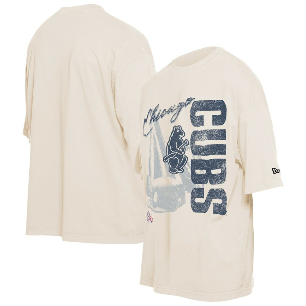 Chicago Cubs New Era Cooperstown Collection Oversized Throwback Distressed T-Shirt - MLB