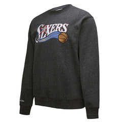 Philadelphia 76ers Hardwood Classics Blackout Collection Snow Washed Pullover Sweatshirt Black - NBA