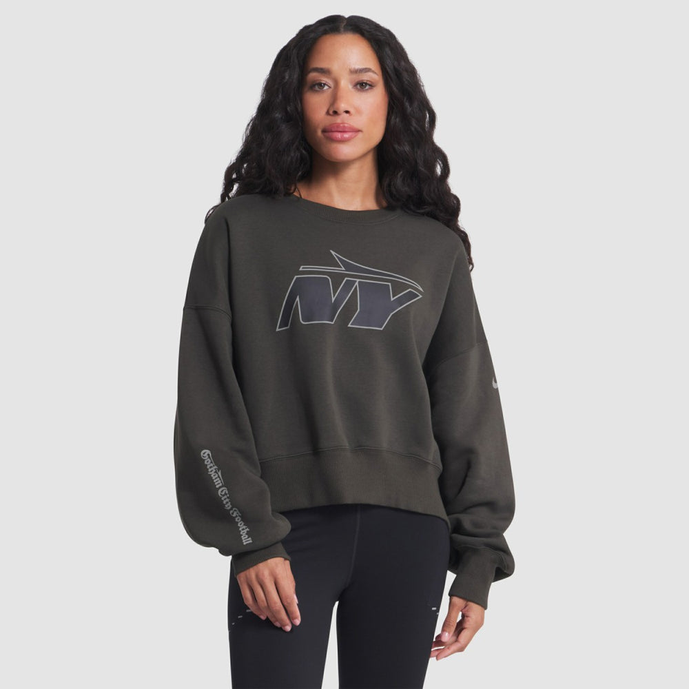 New York Jets Women's 2025 Rivalries Collection Oversized Phoenix Fleece Sweatshirt Gotham Green | Nike for Sale