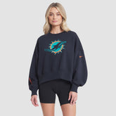 Miami Dolphins Women's 2025 Rivalries Collection Oversized Phoenix Fleece Sweatshirt Pitch Blue | Nike for Sale